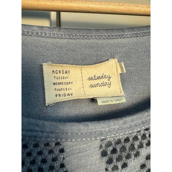 Saturday Sunday Anthropologie Gray Blue Eyelet Knit Tassel Hem Pullover Sweater - Picture 7 of 7